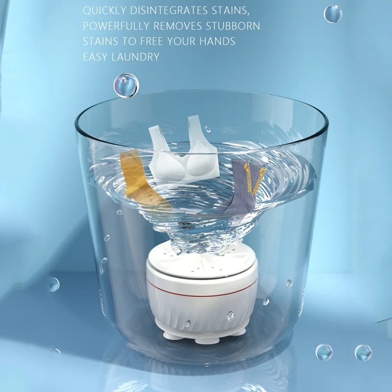 Portable USB Travel Washer | Ultrasonic Rotating Turbine Washing Machine for Socks Underwear Dishes Clothes