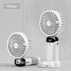 Digital Display Portable Mini Fan – 5-in-1 Multipurpose USB-C Rechargeable Handheld Fan - With Cable (Random Color)