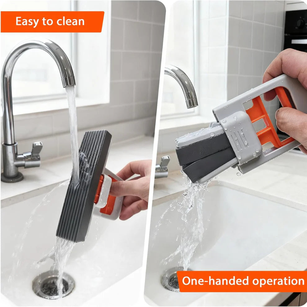 Foldable Mini Mop | Portable Desktop Wet & Dry Cleaning Mop | Self‑Squeezing