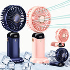 Digital Display Portable Mini Fan – 5-in-1 Multipurpose USB-C Rechargeable Handheld Fan - With Cable (Random Color)