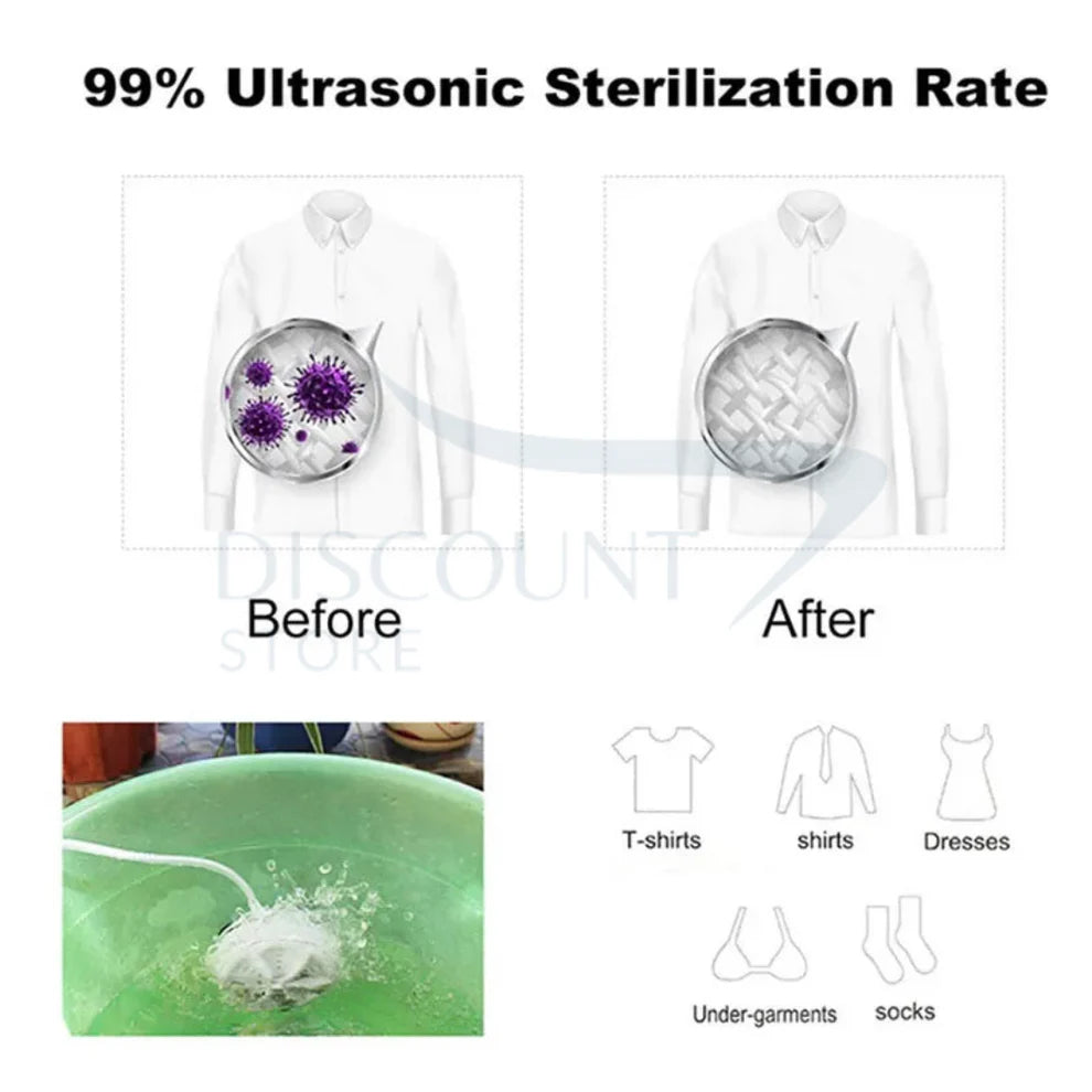Portable USB Travel Washer | Ultrasonic Rotating Turbine Washing Machine for Socks Underwear Dishes Clothes